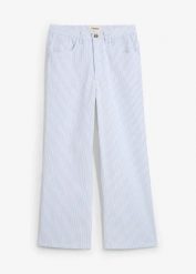 Dżinsy Wide Leg, high waist, cropped. Białe jeansy damskie bonprix, bez wzorów, z jeansu, z podwyższonym stanem, krótkie. Za 124.99 zł.