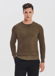 PAKO LORENTE - Brązowy sweter męski o-neck. Brązowe swetry męskie Pako Lorente, na jesień, m, bez wzorów, z bawełny, bez kołnierzyka, bez ramiączek. Za 199.99 zł.