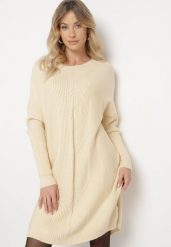 Jasnobeżowa Dzianinowa Sukienka o Prostym Kroju i Wzorzystym Splocie Melisira. Brązowe sukienki damskie Born2be, na co dzień, uniwersalny, bez wzorów, z dzianiny, eleganckie, bez kołnierzyka, bez ramiączek, maxi, proste. Za 74.99 zł.