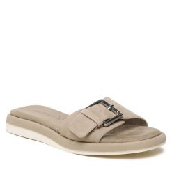 Klapki Caprice. Zielone klapki damskie Caprice, bez wzorów, bez obcasa, bez zapięcia. Za 179.99 zł.