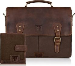 Paolo Peruzzi ZESTAW PAOLO PERUZZI: PORTFEL MĘSKI T-04 +TORBA MĘSKA T-07 ZUP-06-BR. Portfele męskie Paolo Peruzzi, bez wzorów. Za 472.59 zł.