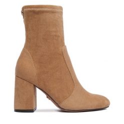 Botki Nine West. Brązowe botki damskie Nine West, bez wzorów, bez obcasa, na słupku, bez zapięcia. Za 279.99 zł.
