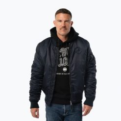 Kurtka męska Pitbull Hacket Washed Bomber. Niebieskie kurtki sportowe męskie PITBULL, l, bez wzorów, z materiału, bez kaptura, na fitness i siłownię. Za 359.99 zł.