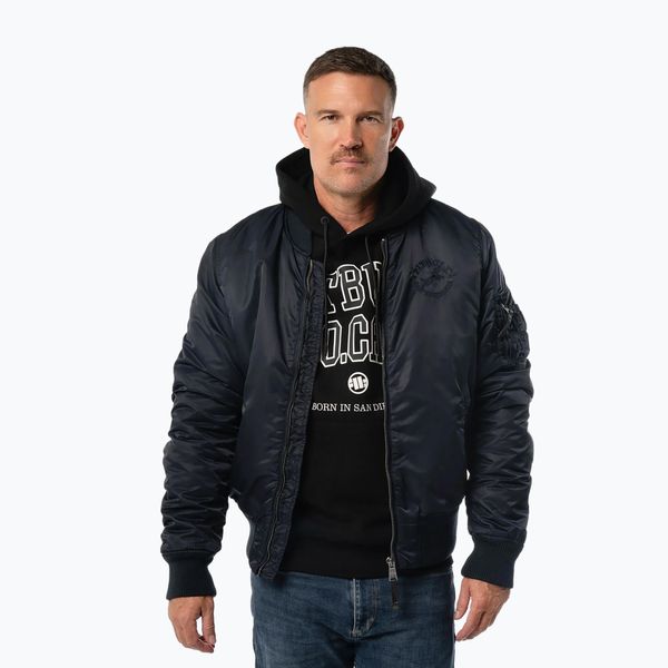 Kurtka męska Pitbull Hacket Washed Bomber. Niebieskie kurtki sportowe męskie PITBULL, l, bez wzorów, z materiału, bez kaptura, na fitness i siłownię. Za 349.99 zł.