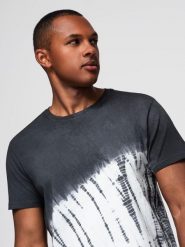 T-shirt męski bawełniany TIE DYE - grafitowy V1 - Rozmiar: L. Szare t-shirty męskie Ombre Clothing, l, bez wzorów, z bawełny, bez kołnierzyka, bez ramiączek. W wyprzedaży za 19.99 zł.