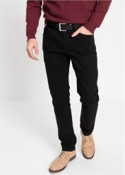 Dżinsy ze stretchem Slim Fit Straight. Czarne jeansy męskie bonprix, z jeansu. Za 134.99 zł.