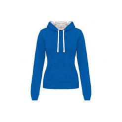 Bluza damska z kapturem Kariban Contrastée. Niebieskie bluzy damskie KARIBAN, bez wzorów, bez ramiączek, z kapturem. Za 194.50 zł.