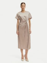 Rinascimento Sukienka koktajlowa CFC0127457003 Beżowy Regular Fit. Brązowe sukienki damskie Rinascimento, xs, bez wzorów, z syntetyku, wizytowe, bez kołnierzyka, bez ramiączek. Za 449.99 zł.