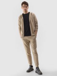 4F Spodnie dresowe joggery męskie - beżowe 3XL. Brązowe spodnie materiałowe męskie 4F, l, bez wzorów, z bawełny. W wyprzedaży za 79.99 zł.