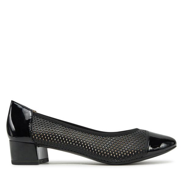 Czółenka Caprice. Czarne czółenka damskie Caprice, bez wzorów, bez obcasa, bez zapięcia. Za 239.99 zł.