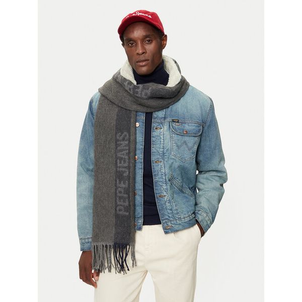 Szalik Pepe Jeans. Szare szaliki męskie Pepe Jeans, bez wzorów, z jeansu. Za 229.99 zł.