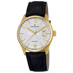 Zegarek "C4693-1" w kolorze czarno-złotym. Czarne, analogowe zegarki męskie Michael Kors, Fossil, bez wzorów, ze skóry, ze stali. W wyprzedaży za 749.95 zł.