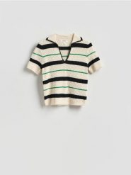 Sweter polo - wielobarwny. Swetry nierozpinane damskie Reserved, l, bez wzorów, z dzianiny, bez kołnierzyka, bez ramiączek. Za 179.99 zł.