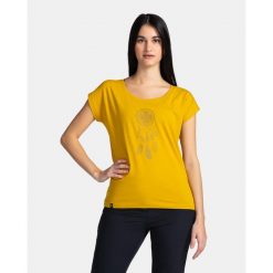 Damski bawełniany t-shirt Kilpi ROANE-W. Żółte bluzki damskie Kilpi, l, bez wzorów, z bawełny, sportowe, bez kołnierzyka, bez ramiączek. Za 75.03 zł.