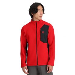 Bluza męska Spyder Bandit Full Zip. Czerwone bluzy męskie Spyder, na zimę, m, bez wzorów, sportowe, bez ramiączek, bez kaptura. Za 649.99 zł.