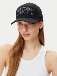 Guess Czapka z daszkiem W5GZ15 WEGD0 Czarny. Czarne czapki damskie Guess, z aplikacjami, z bawełny. Za 79.99 zł.