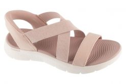 Sandały damskie, Slip-Ins: Go Walk Flex Sandal - Glimmer Up. Czerwone sandały damskie Skechers, bez wzorów, z materiału, bez obcasa, bez zapięcia. Za 319.99 zł.