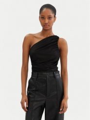 PINKO Top 105048 A2F1 Czarny Slim Fit. Czarne topy damskie Pinko, m, bez wzorów, z syntetyku, bez kołnierzyka, bez ramiączek. Za 439.99 zł.