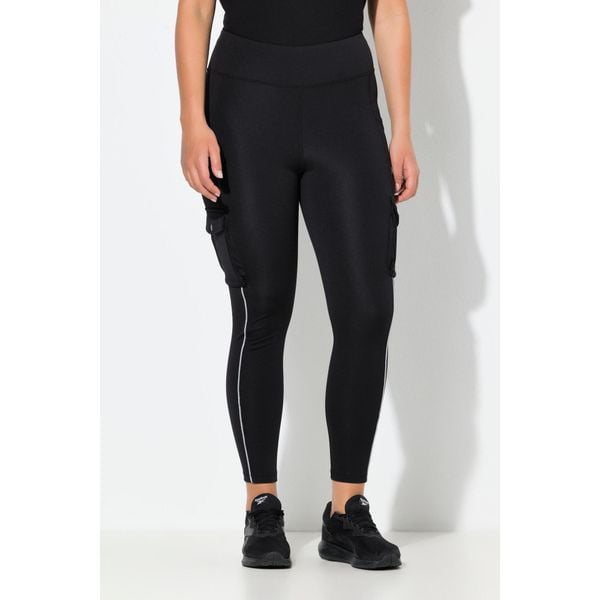 Damskie Legginsy sportowe kieszenie cargo materiał Powerstretch. Czarne legginsy damskie Ulla Popken, bez wzorów, z elastanu. Za 279.99 zł.