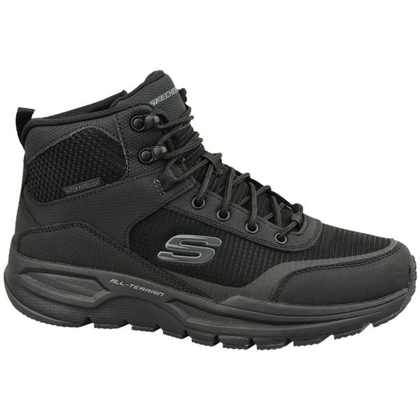 Buty trekkingowe męskie Skechers Escape Plan 20. Czarne buty sportowe męskie Skechers, bez wzorów, z materiału, za kostkę, bez zapięcia. Za 339.99 zł.