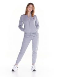 Bluza miękka z zamek błyskawiczny na co dzień. Szare bluzy damskie LEONE 1947 APPAREL, xs, bez wzorów, z dresówki, bez ramiączek, bez kaptura. Za 252.56 zł.