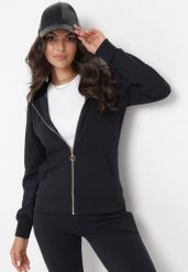 Czarna Bluza Rozsuwana z Kapturem Ecula. Czarne bluzy damskie Born2be, xl, bez wzorów, bez ramiączek, z kapturem. Za 74.99 zł.