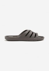 Szaro-Czarne Piankowe Klapki z Ozdobnymi Wycięciami w Sportowym Stylu Maravella. Szare klapki męskie Born2be, bez wzorów, bez zapięcia. Za 19.99 zł.