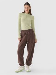 4F Spodnie dresowe joggery oversize damskie - brązowe XL. Brązowe spodnie dresowe damskie 4F, bez wzorów, z bawełny, sportowe. W wyprzedaży za 79.99 zł.