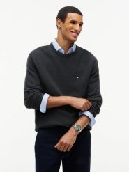 Tommy Hilfiger sweter Mężczyźni Bawełna szary, XXL. Szare swetry męskie Tommy Hilfiger, m, bez wzorów, z bawełny, bez kołnierzyka, bez ramiączek. Za 409.95 zł.