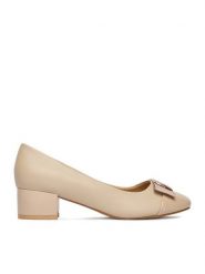 Lasocki Czółenka CEO-HMS19028-2 Beżowy. Brązowe czółenka damskie Lasocki, bez wzorów, z materiału, bez obcasa, bez zapięcia. Za 199.99 zł.