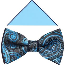 Niebiesko-szara mucha w paisley A292. Niebieskie krawaty i muchy Modini Moda Męska, bez wzorów, z poliesteru, casualowe. Za 49.50 zł.