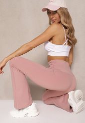 Różowe Legginsy Dzwony High Waist Korivienne. Czerwone legginsy damskie Renee, bez wzorów, z jeansu. Za 44.99 zł.