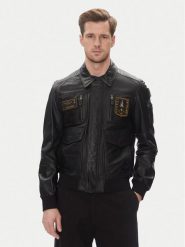 Aeronautica Militare Kurtka skórzana 251PN5046PL265 Czarny Regular Fit. Czarne kurtki męskie Aeronautica Militare, m, bez wzorów, ze skóry, bez kaptura. Za 2,009.00 zł.
