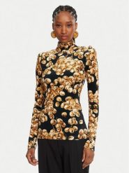 Balmain Bluzka DF0AR092JJ44 Czarny Slim Fit. Czarne bluzki damskie Balmain, bez wzorów, z syntetyku, bez kołnierzyka, bez ramiączek. Za 5,119.00 zł.