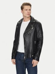 Guess Kurtka skórzana M2YL12 L0QN0 Czarny Regular Fit. Czarne kurtki męskie Guess, l, z aplikacjami, ze skóry, bez kaptura. Za 879.99 zł.