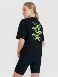 4F T-shirt regular z nadrukiem damski - czarny XL. Czarne t-shirty damskie 4F, uniwersalny, bez wzorów, z bawełny, klasyczne, bez kołnierzyka, bez ramiączek. W wyprzedaży za 39.99 zł.