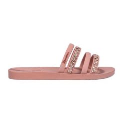Klapki Ipanema Chic Slide Fem 83707 BE141 różowe. Czerwone klapki damskie bez wzorów, z materiału, sportowe, bez obcasa, bez zapięcia. Za 214.31 zł.
