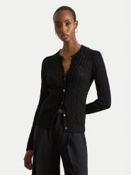 LAUREN RALPH LAUREN Kardigan 200P14040003 Czarny Regular Fit. Czarne kardigany damskie Lauren Ralph Lauren, xxl, bez wzorów, z bawełny, bez kołnierzyka. Za 949.99 zł.