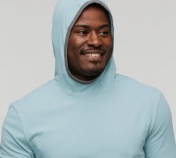 M'S Sombra Sun Hoodie, Sea Spray, L. Niebieskie bluzy męskie Cotopaxi, l, bez wzorów, bez ramiączek, bez kaptura. Za 305.64 zł.