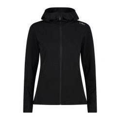 Damska kurtka z kapturem CMP. Czarne kurtki sportowe damskie CMP, bez wzorów, bez ramiączek, z kapturem, trekkingowe. Za 323.50 zł.