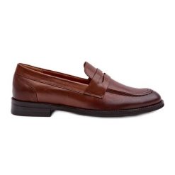 Męskie Skórzane Półbuty Loafersy Zazoo 1570/1 Brązowe. Brązowe półbuty męskie bez wzorów, ze skóry, bez obcasa, bez zapięcia. Za 514.08 zł.
