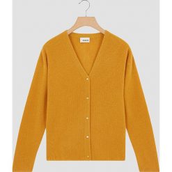 Kardigan w kolorze pomarańczowym. Brązowe kardigany damskie Rodier, s, bez wzorów, prążkowane, klasyczne, bez kołnierzyka. W wyprzedaży za 219.95 zł.