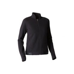 Bluza na zamek Gym & Pilates 900 damska. Czarne bluzy damskie DOMYOS, xl, bez wzorów, z bawełny, bez ramiączek, bez kaptura. W wyprzedaży za 64.99 zł.