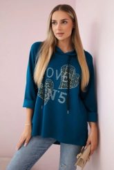 Bluza wiskozowa plus size Love morska. Zielone bluzy damskie Kesi Włoski, l, bez wzorów, z elastanu, eleganckie, bez ramiączek, bez kaptura. Za 188.21 zł.