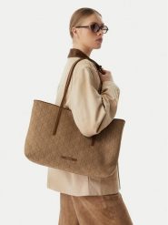Calvin Klein Torebka Emblem Aop Jacquard LV04F3750G Khaki. Brązowe shopperki damskie Calvin Klein, bez wzorów, z materiału, bez dodatków. Za 649.99 zł.