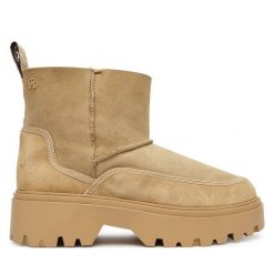 Śniegowce Tommy Hilfiger. Brązowe śniegowce damskie Tommy Hilfiger, bez zapięcia. Za 899.99 zł.