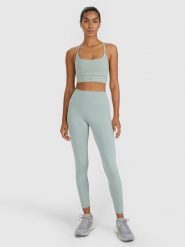 4F Legginsy treningowe szybkoschnące damskie - zielone L. Zielone legginsy damskie 4F, l, bez wzorów, z dzianiny, z podwyższonym stanem, na fitness i siłownię. Za 119.99 zł.