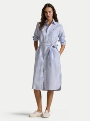 Polo Ralph Lauren Sukienka koszulowa 211959901001 Błękitny Regular Fit. Niebieskie sukienki damskie Polo Ralph Lauren, bez wzorów, z bawełny, bez kołnierzyka, bez ramiączek, koszulowe. Za 699.99 zł.