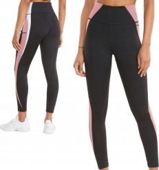 Puma Legginsy damskie Puma Evostripe High Waist 7/8 czarno-różowe 589158 01 XS. Czarne legginsy damskie Puma, bez wzorów. Za 133.93 zł.
