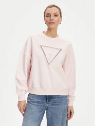 Guess Bluza W5YQ04 KC8I0 Różowy Regular Fit. Czerwone bluzy damskie Guess, m, z aplikacjami, z bawełny, bez ramiączek, bez kaptura. Za 299.99 zł.